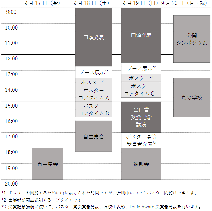 鳥学会2021年度大会タイムテーブル